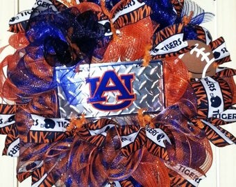 Auburn wreath, Auburn tigers wreath, Auburn door hanger, collegiate wreath, team spirit wreath, football wreath, Auburn Tigers door hanger