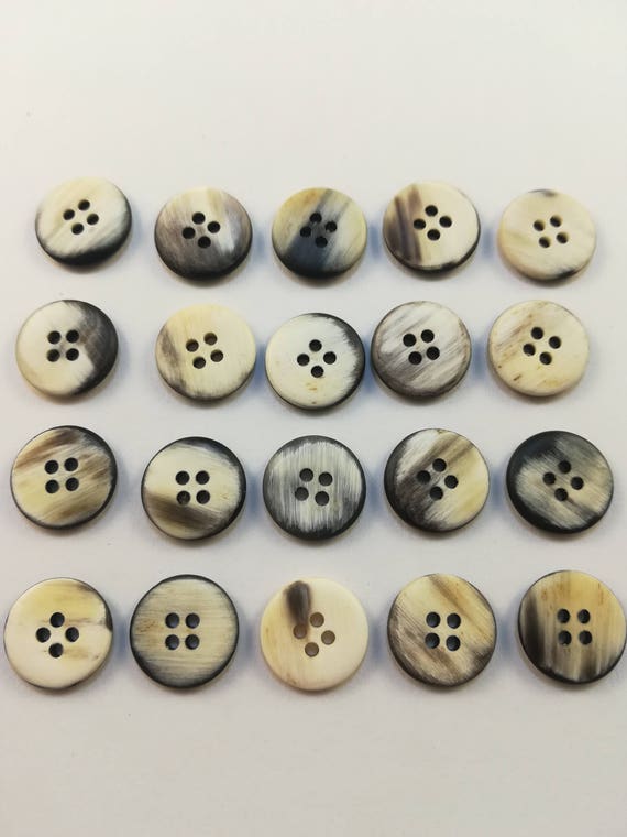 15 mm. Natural real horn buttons 4 hole.157 inches. 20 pcs