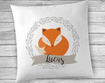 Fox Pillow, Fox Cushion, Nursery Decor Woodland Theme, Woodland Nursery Decor, Personalized Pillows for Kids