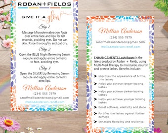 PRINTABLE Rodan and Fields Mini Facial Cards, Rodan And Fields Business Cards, Rodan And Fields Mini Facial Card Give it a Glow RF007