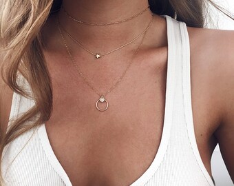 Tiny Gold Heart Necklace / Minimal Heart Necklace / Layerd Necklace / Dainty necklace / 14Kt Gold Fill / Gold Filled Heart
