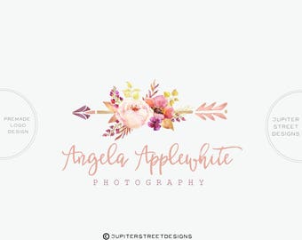 Flower Logo Design- Arrow Logo-Photography Logo-Small Business Logo