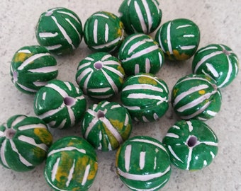 2 beads of clay hand painted 14mm round