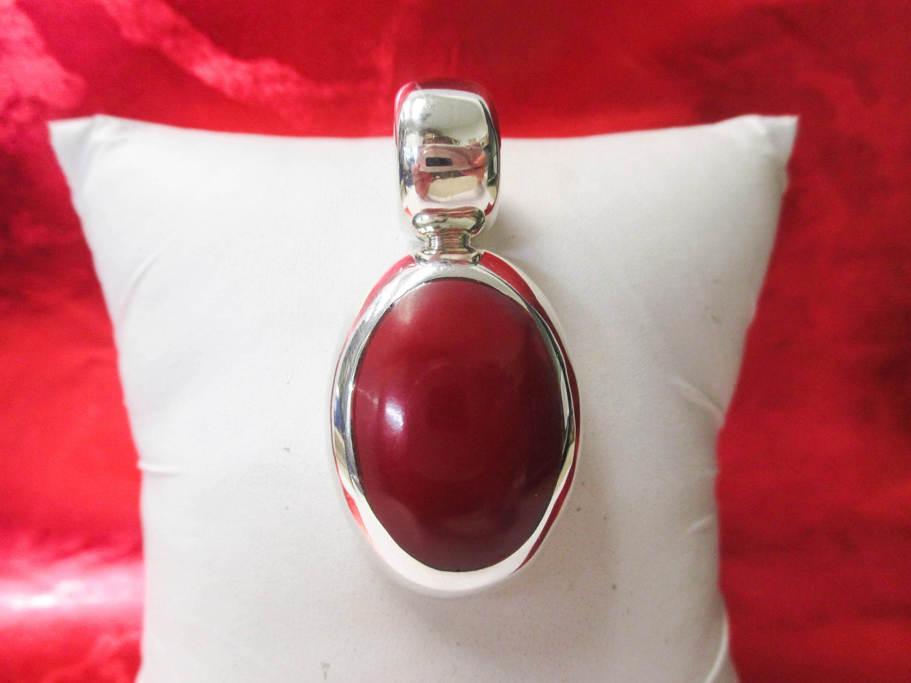 Sterling Silver Red Stone Mexican Pendant
