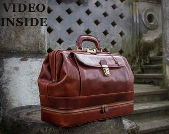Leather Doctor Bag,large brown leather medical bag,leather bag, Briefcase,handbag -The Master and Margarita