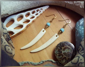 Gold, Bone, & Coconut Wood Earrings, Bone Jewelry, Bone Earrings, Minimalist Jewelry, Tribal Jewelry, Bohemian Earrings, Bone Earring, Bone