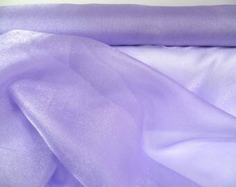 SALE PRICE ** Tissu ORGANZA Cristal, Lilas Cristal. Lilac, Mauve Trés Belle 115cm au métre. Lilac Crystal Organza, New Stock