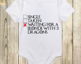Game of Thrones-Game of Thrones Baby-Game of Thrones Shirt-Waiting for a Blonde with 3 Dragons-Game of Thrones Onesie-Baby Game of Thrones