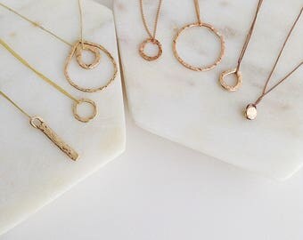 Solid Gold Circle Necklace. Pure Gold Circle Necklace. Circle Necklace. Layering Necklace. Perfect eternity gold ring necklace.