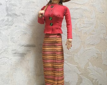 Antique handmade Asian folk doll