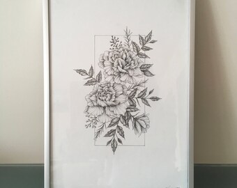 Carnation Original Ink Drawing