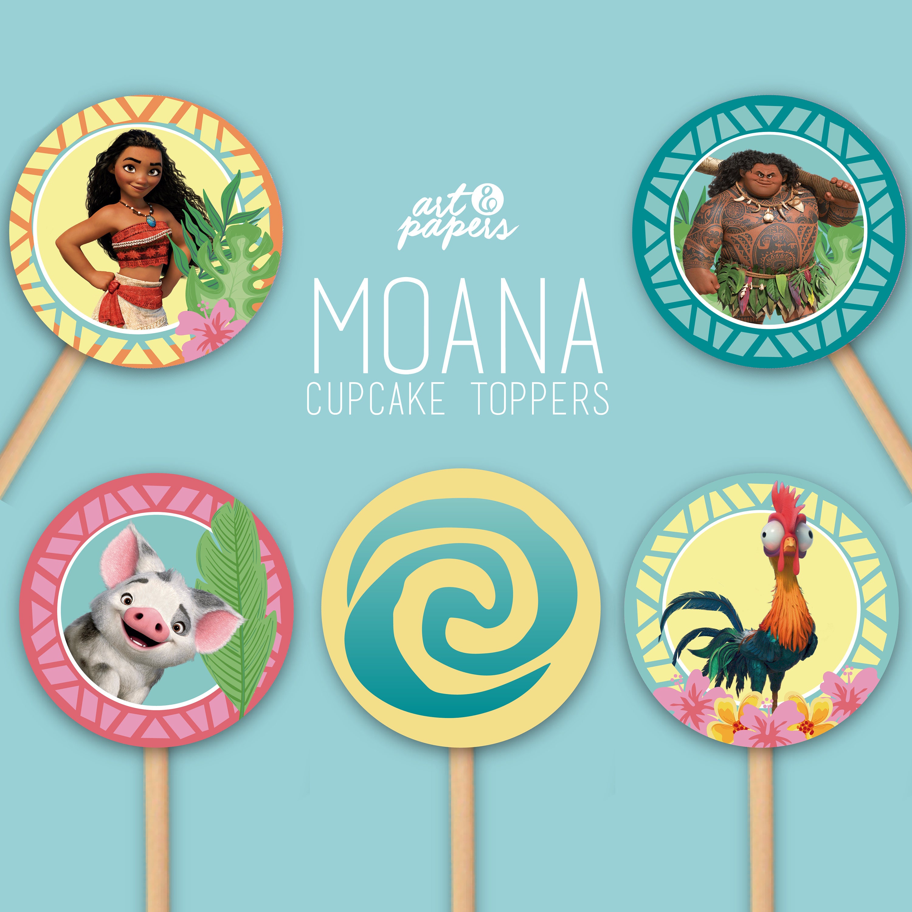 Moana Free Printable Cupcake Toppers
