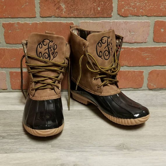 Personalized Black Duck Boots Monogrammed Duck Boots