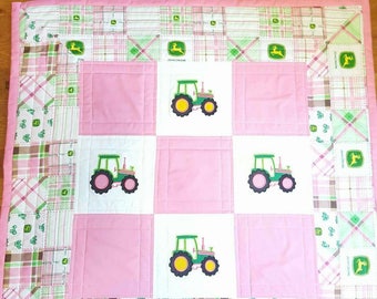 Quilt Baby John Deere Tractor Baby Girl Applique Quilt