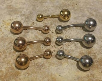 14g 3/8", 8mm, 10mm, 12mm, Rose Gold. Stainless Steel, Yellow Gold, Gold, Belly Button Ring, Belly Ring, Navel Ring, Body Jewelry, Piercing