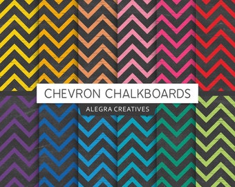 Chevron Chalkboard digital paper, chevron, chalk texture paper, grunge, black chalk, scrapbook papers (Instant Download)