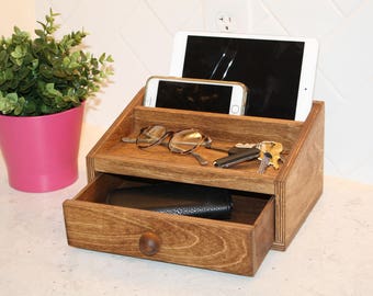 Docking Station – Charging Station – Light Walnut Stain