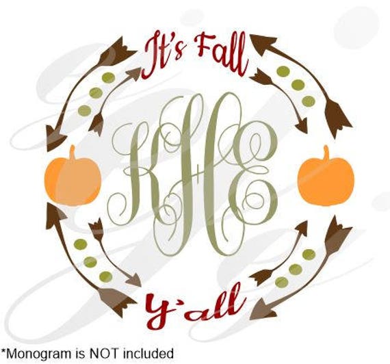 Download Items similar to it' fall y'all monogram pumpkin svg dxf ...