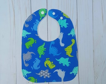 Baby Boy Bibs- dinosaur bib, bibs for boys, adjustable baby bibs, baby shower gift for boys, modern baby, plastic snap bibs, accessories