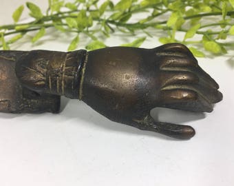 Victorian Antique Hand Door Knocker Bronze Brass Hand