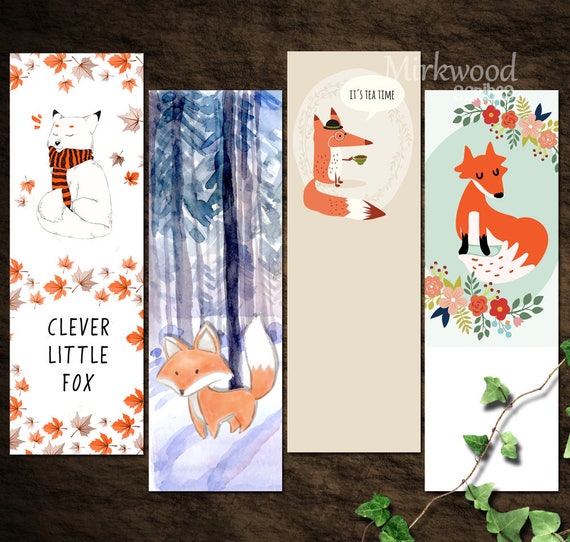 printable fox bookmarks cute little fox instant download