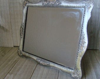 Ornate Framed Mirror, Metal Framed Mirror, Silver Colored Frame, 8 X10 Mirror, 8 X 10 Frame, Easel Style Frame