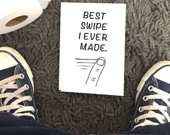 Tinder Card, Tinder Love, Swipe Right, Any Occasion, LGBTQ, New Relationship, Chucklcards, Wholesale, Blank Inside