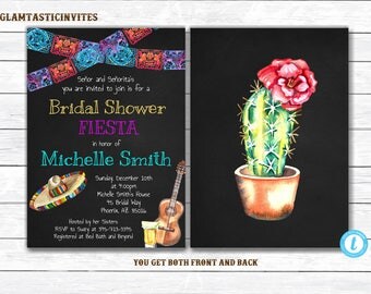 Fiesta Bridal Shower Invitation, Fiesta Invitation, Template, YOU EDIT, Bridal Shower Invitation, Mexican Theme Invitation, DIY, Printable
