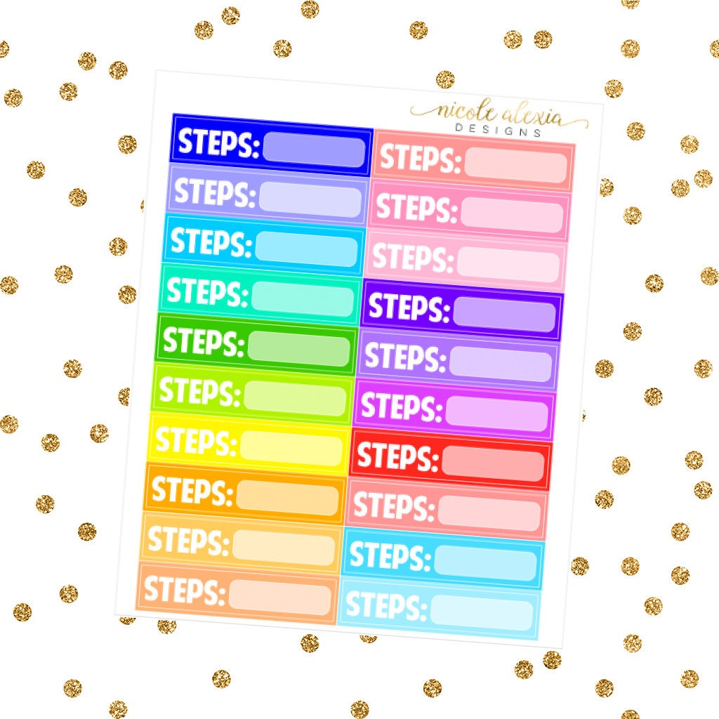 Colorful Steps Tracker Planner Stickers