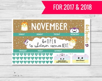 november monthly kit, november monthly planner stickers, november monthly spread, november monthly view, november kit