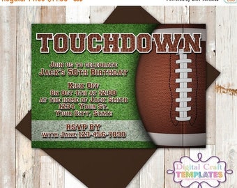 SALE Football Birthday Invitation, Touchdown, Football Theme, Invitation, Party Printables, Personalized Invitation, #441