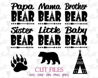 Papa Bear SVG Cut Files, Mama Bear SVG Cut Files, Brother Bear Svg Cut Files, Sister Bear Svg Cut Files, Baby Bear Svg Cut Files 0072