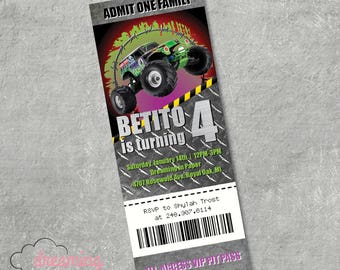 Grave Digger Monster Truck Ticket VIP PASS Birthday Invitation - Any age!