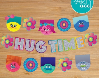 Trolls Hug Time Banner Birthday Party Decoration Show your True Colors