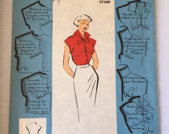 UNOPENED Fabulous 50's french vintage sewing pattern - "Patrons Modeles 37085" kimono blouse shirt woman taille 44 size 16