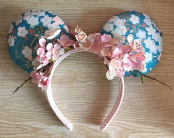 Sakura Japanese Minnie Mouse Ears, Mickey Mouse ears, Minnie Mouse Ears, Disney ears, floral ears