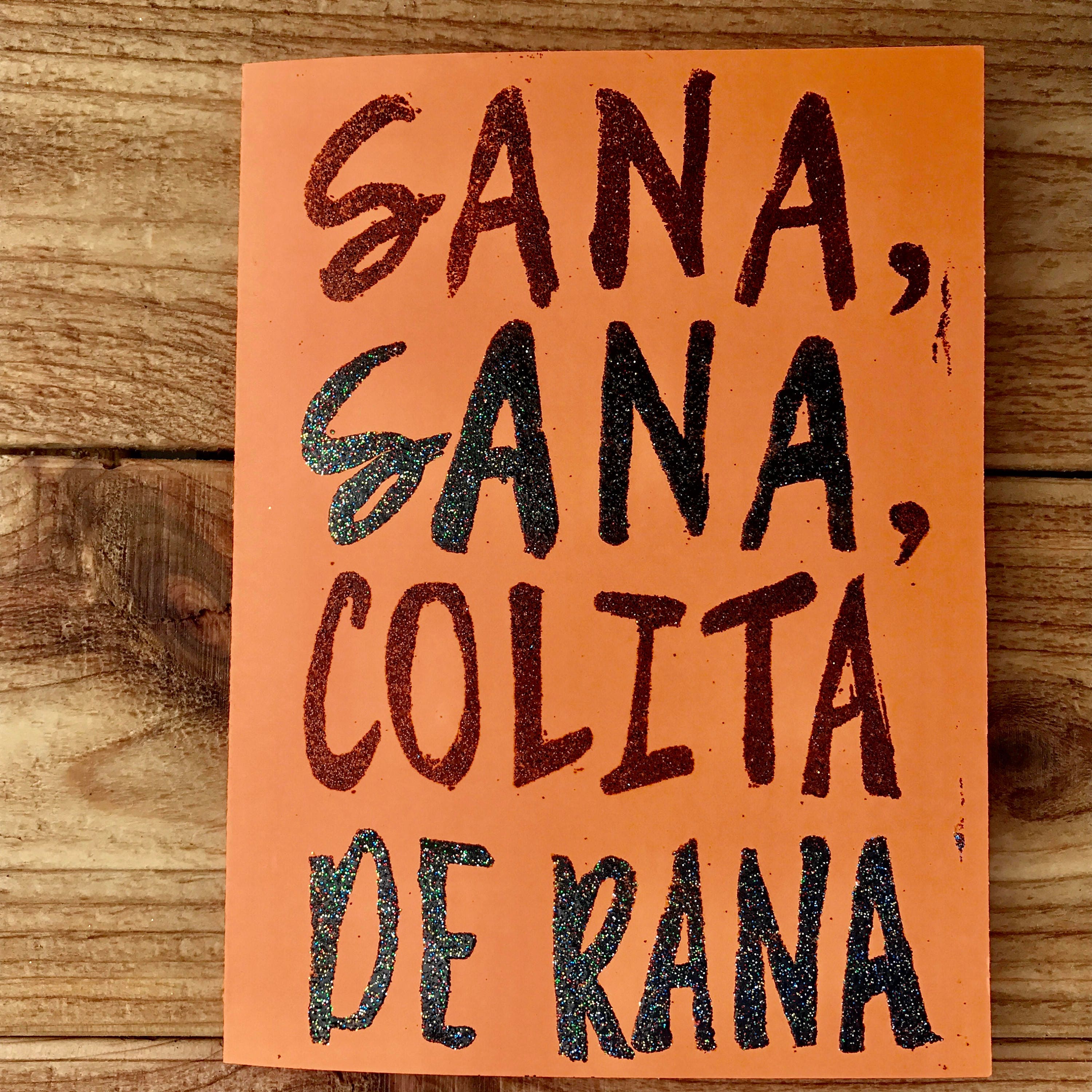 Sana Sana Colita de Rana card spanish get well heat embossed