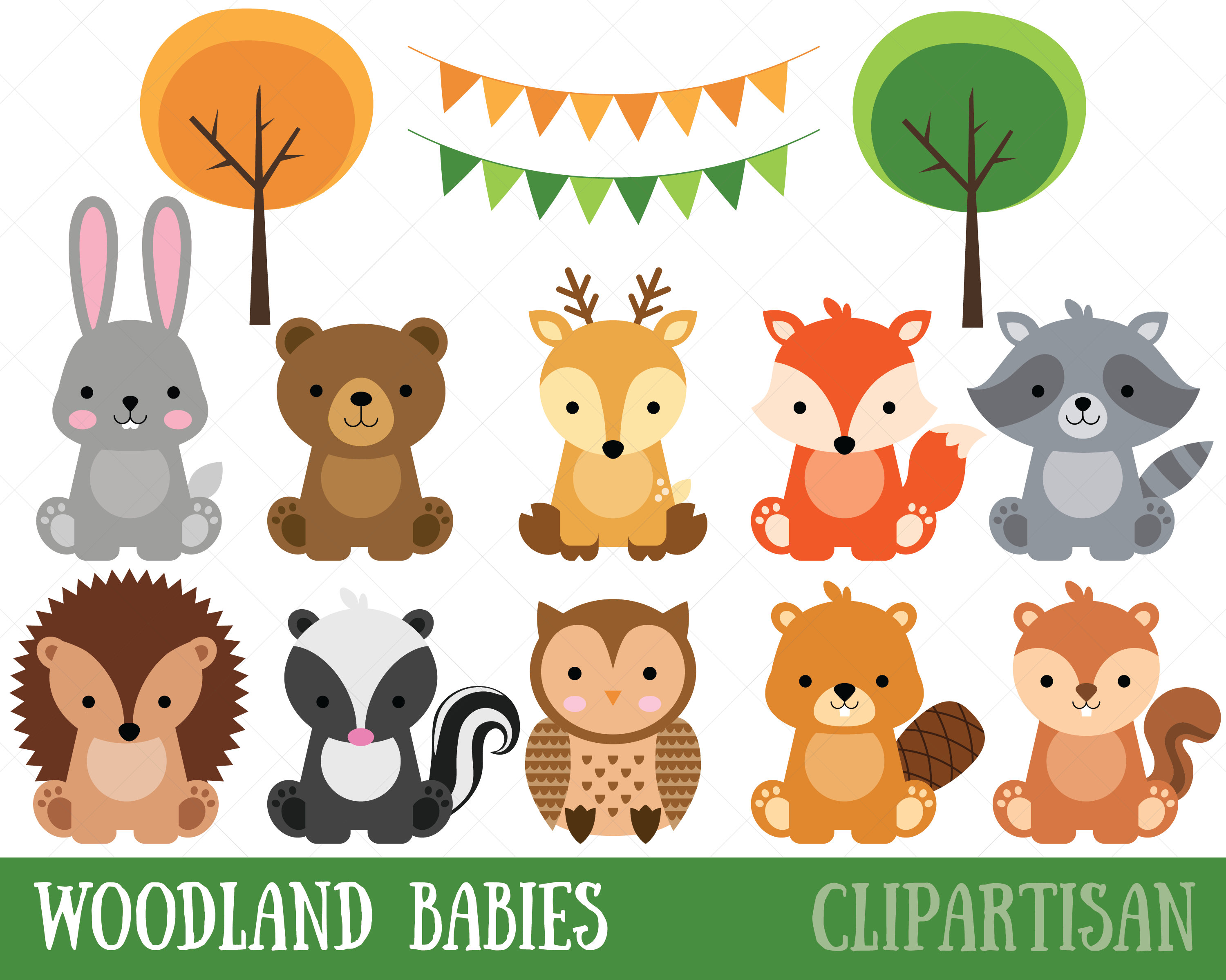 Woodland Baby Animals Clipart Forest Animal Clipart