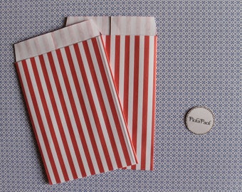 20 striped christening communion birth marriage "confettata" bags paper carrier bags paper bags sacs en papier