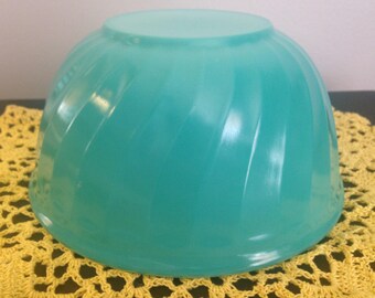 Fire King Rainbow Swirl 7" Mixing Bowl - Teal/Green/Blue