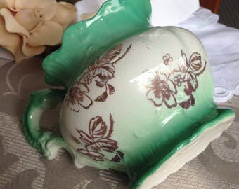Shaving Mug by Homer Laughlin Green and White Antique Vanity items