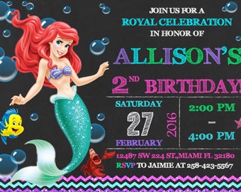 Little Mermaid Ariel Invitation Birthday Little Mermaid Ariel Party
