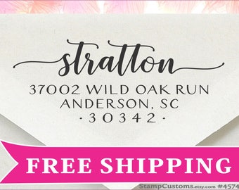 Address Stamp - Family Self inking Return Address Stamp - Wedding Calligraphy Address Stamp - 4574