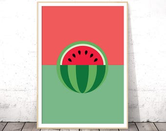 Watermelon Print, Fruit Print, Kitchen Wall Art, Fruit Poster, Kitchen Art Print, Kitchen Poster, Digital Download Art