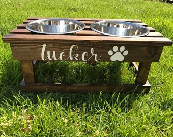 Personalized Elevated Dog Bowl Stand / Wooden Pet Feeder / Dog Feeder / Pallet Stand