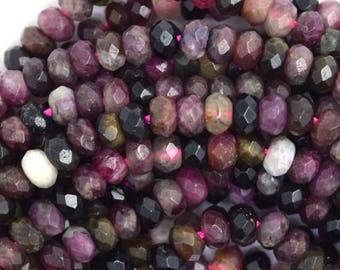 5mm faceted watermelon tourmaline rondelle beads 15.5" strand 36591