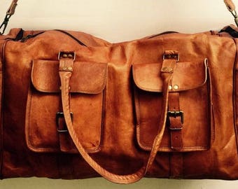 Leather Travel Bag, Large leather overnight bag, Leather duffel bag, Leather Luggage, Leather Bag