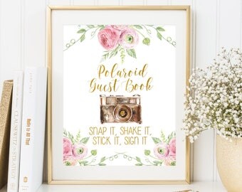 Photo Guest Book Sign Polaroid Guest Book Sign Printable Floral Wedding Photo Guestbook Sign Guest Book Alternative Guest Book Printable