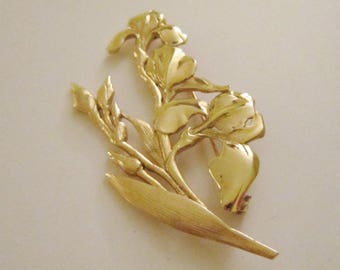 Vintage 1980s Fortin brooch in gold plating Irise