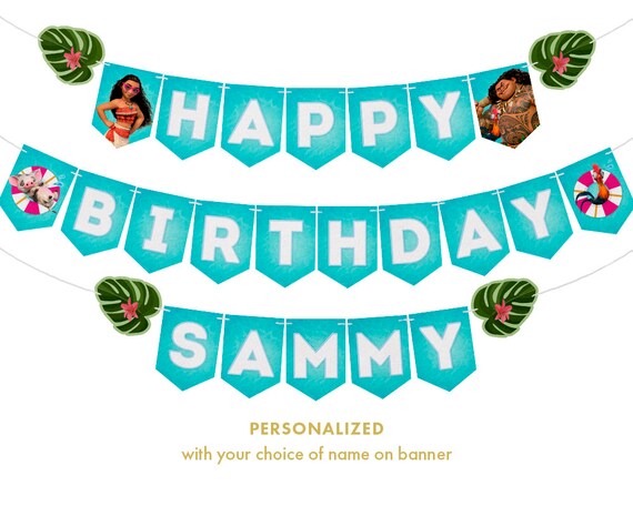 MOANA BIRTHDAY BANNER Moana Banner Happy Birthday Moana